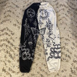 Moon Sun Cosmic Print Sweatpants Double Sided